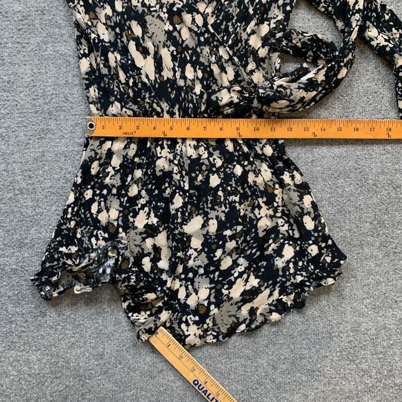 Free People Romper Women XS Extra Small All Right Raven Floral Ruffles Faux Wrap - Picture 6 of 13